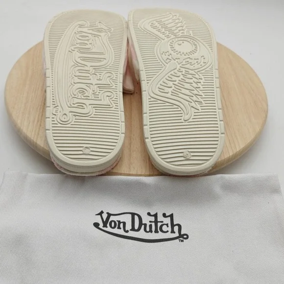 Von Dutch Slide Sandals Mens Size 12 Pink Cow Print Logo Slip On Shoes MSH5035 - Picture 5 of 9
